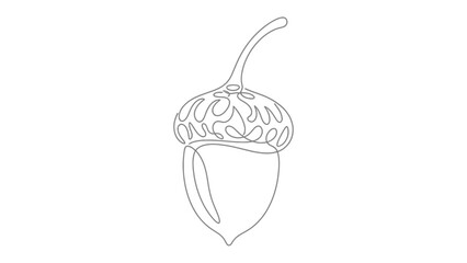 Single Line Art Acorn: A minimalist illustration of an acorn rendered in a single continuous line, symbolizing growth, potential, and nature's simple beauty. © Abu