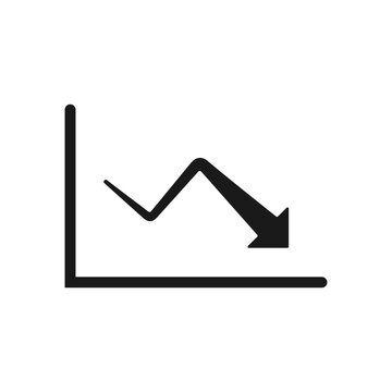 Business loss and Financial crisis downward trend chart icon isolated on white background template