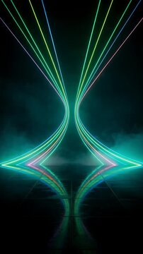 Abstract Light Trails Converging and Diverging in a Dynamic Looping Animation. Colorful Lines Create a Mesmerizing Visual Effect.