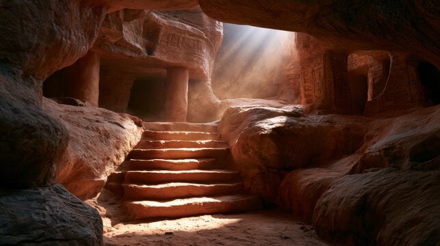 Cave with ancient architecture