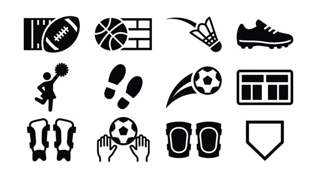 Set of various sports icons featuring different athletic activities and equipment