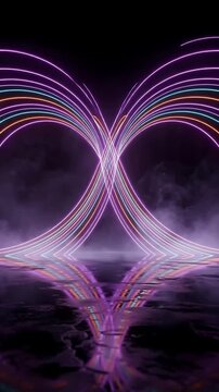 Colorful Light Trails Swirling and Looping in a Dark, Atmospheric Abstract Motion Graphics Clip. with Animation