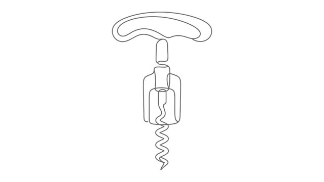 Corkscrew Drawing: A minimalist line art drawing of a corkscrew, showcasing its functional design with clean, elegant lines. Perfect for culinary or graphic design themes.