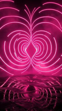 Glowing Pink Vortex Animation Looping Seamlessly with a Dark, Abstract Background. Dynamic Swirling Motion and Vibrant Energy.