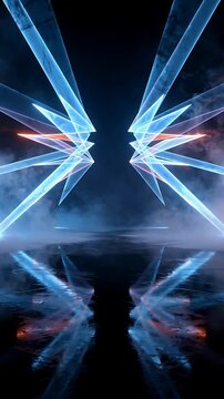 Abstract Laser Beams Radiating Outwards with Dynamic Motion and Reflective Surfaces. Futuristic Energy Pulse Animation.
