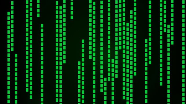 Green digital rain abstract background animation with glowing matrix data stream effect for video editing