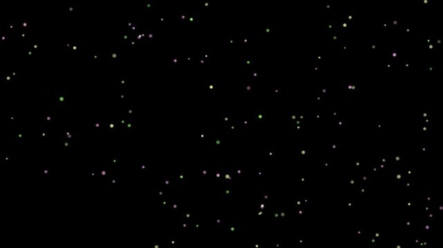 Abstract glowing colorful particles floating and moving gracefully against a dark background motion video clip