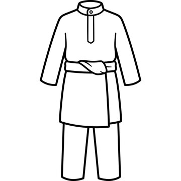 Traditional Malay baju melayu cekak musang outfit decorative illustration