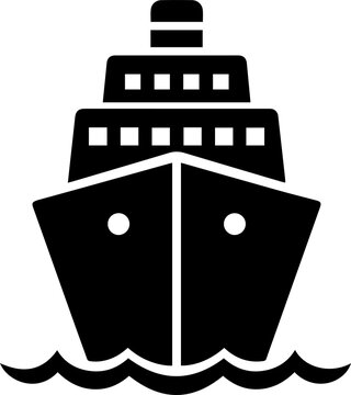 Cruise Ship Vessel Vector Icon Silhouette - Marine Transportation Ocean Travel Cruise Symbol