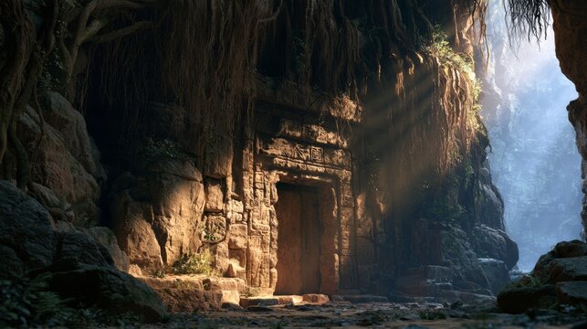 Cave with ancient architecture