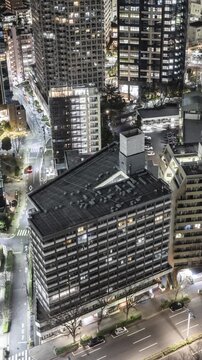 Night time Lapse of Shinjuku, one of the wards of Tokyo Japan. Vertical video.