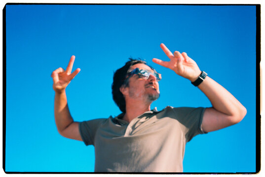 Funny Man Wearing Eclipse Glasses