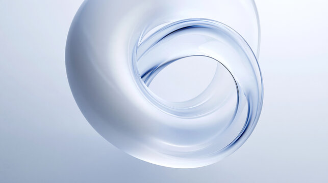 Abstract 3D Glass Swirl with Transparent Liquid Flow