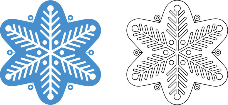 Blue snowflake icon, vector illustration featuring a clean winter symbol for weather, freezing, ice, holiday, and seasonal design.