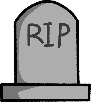 hand drawn Halloween tombstone with RIP text sticker element for digital planner illustration transparent PNG