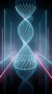 Abstract Glowing Neon Vortex Animation with Dynamic Lines and Smoke Effects, Creating a Futuristic Visual Loop.