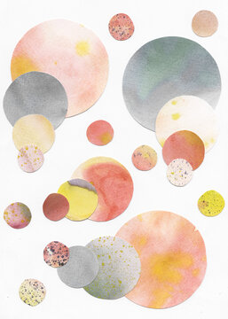 Scattered Watercolor Circles in Mixed Tones