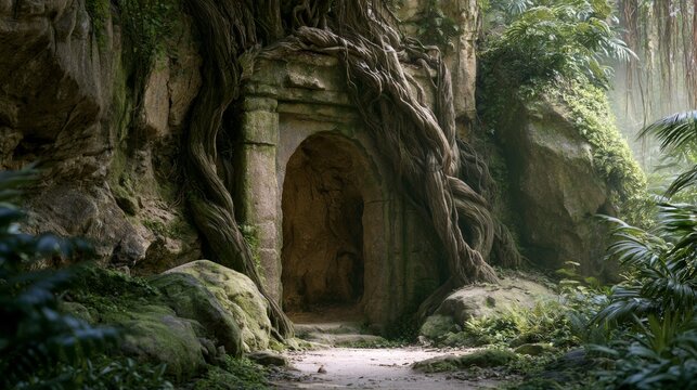 Cave with ancient architecture