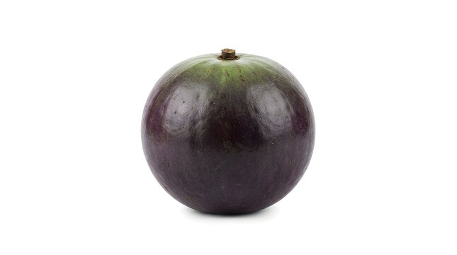 Fresh whole purple star apple fruit, also known as cainito or Chrysophyllum cainito, isolated on a clean white background for food photography.