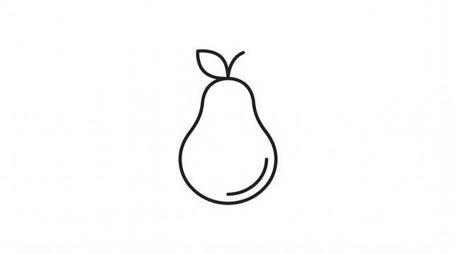 Minimalist pear fruit line art icon isolated on a white background