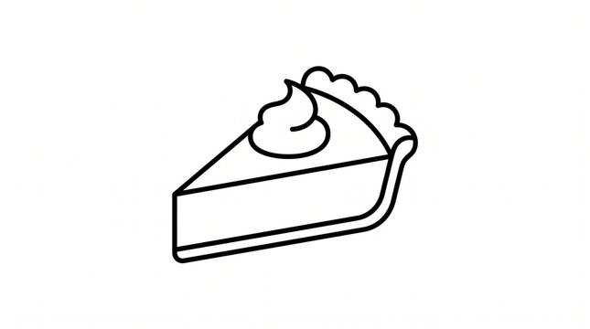 Thanksgiving pumpkin pie slice line icon isolated on white background