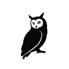 Fototapeta premium Minimalist owl silhouette icon, stylized nocturnal bird graphic, vector illustration for logo design or creative branding