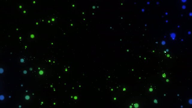 Abstract Blue Glowing Particle Background with Sparkling Stars and Falling Snow, Magical Christmas Holiday Celebration Motion Design