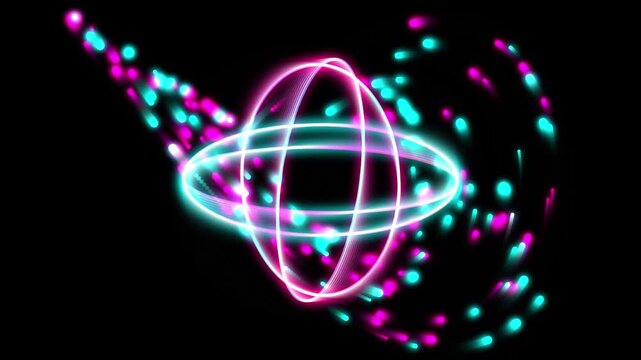 Abstract Neon Gyroscopic Torus Matrix Seamless Loop Background