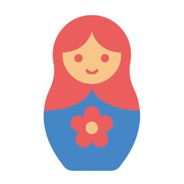 Stylized Matryoshka doll with flower
