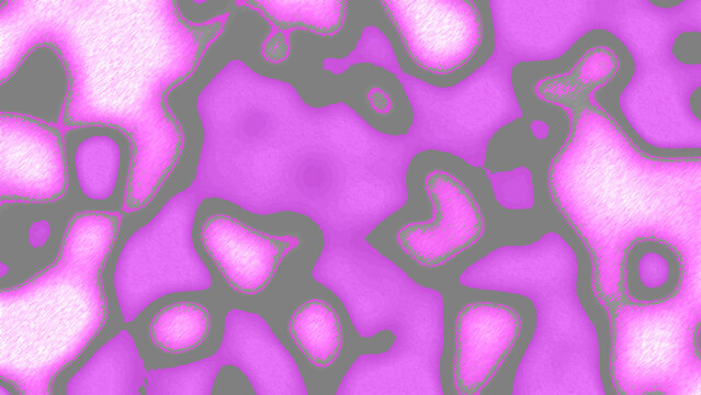 Abstract background, with glowing pink, amorphous shapes and, grey outlines