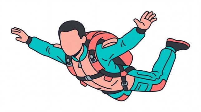 Transport travel vektor skydiver falling in the air flat illustration