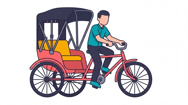 Transport travel vektor of a cycle rickshaw with man