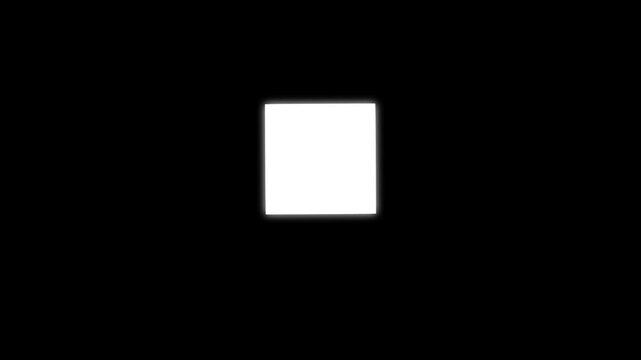 Minimalist geometric shape morphing animation: white square transforming into circle on black background