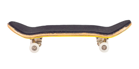 Mini Wooden Fingerboard Toy Skateboard Side View Isolated on Transparent Background PNG Cutout © Denis D.