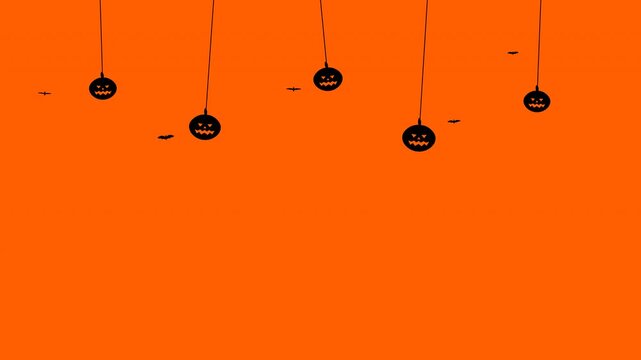 Halloween animated background loop with hanging black pumpkins