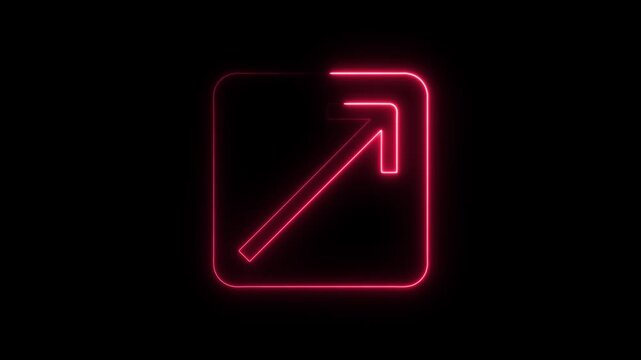 Red Neon Expand Icon With Arrow symbol