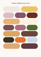 Fototapeta premium Desert Pumpkin Palettes, warm earth tone color swatches for autumn branding, bohemian aesthetic color guide with terracotta and sage green hues