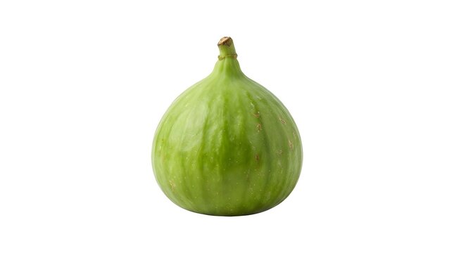 Single fresh green fig fruit isolated on white background, high quality studio product photography of organic Mediterranean summer fruit