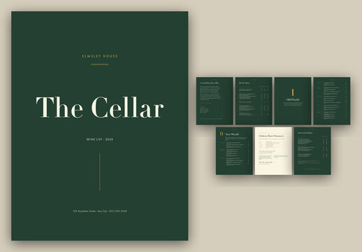 Luxury Wine List Menu Template, Elegant Restaurant & Bar Drinks Brochure, Editable Wine Catalogue & Fine Dining Menu Booklet