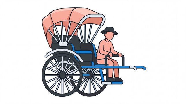 Transport travel and traditional rickshaw puller vektor graphic