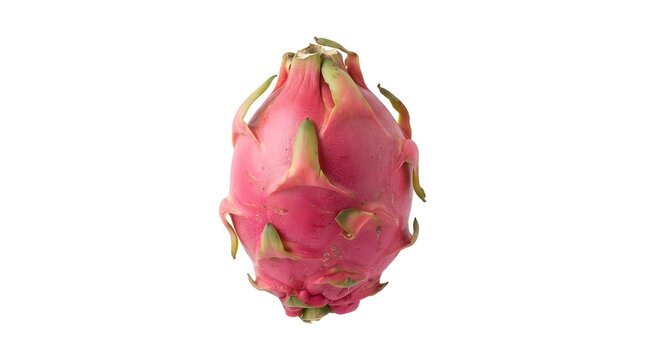 Fresh Whole Dragon Fruit Pitaya Isolated on White Background, Vibrant Pink Tropical Fruit for Healthy Eating and Culinary Food Photography