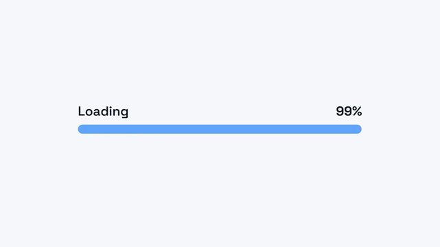Blue progress bar showing ninety six percent completion on white