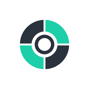 Abstract circular infographic element with four segments.