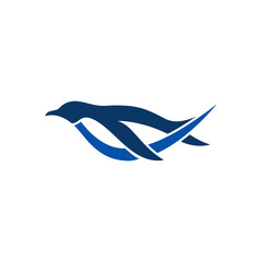 Obraz premium Minimalist stylized blue penguin logo design vector.