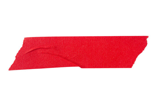 Ripped torn paper adhesive red masking tape on transparent background