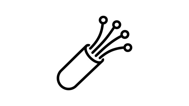 Black outline icon depicting an optical fiber cable with multiple strands.