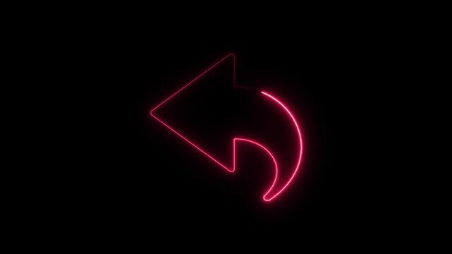 Red Neon Reply Arrow Icon on Black Background image