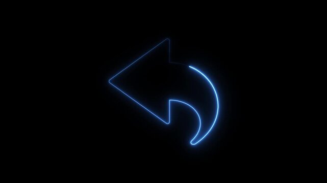 Blue Neon Reply Arrow Icon on Black Background image