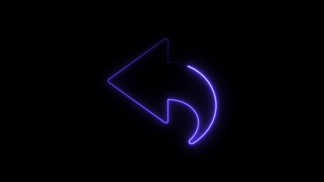 Purple Neon Reply Arrow Icon on Black Background image