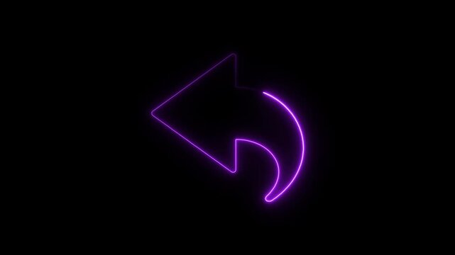 Purple Neon Reply Arrow Icon on Black Background image